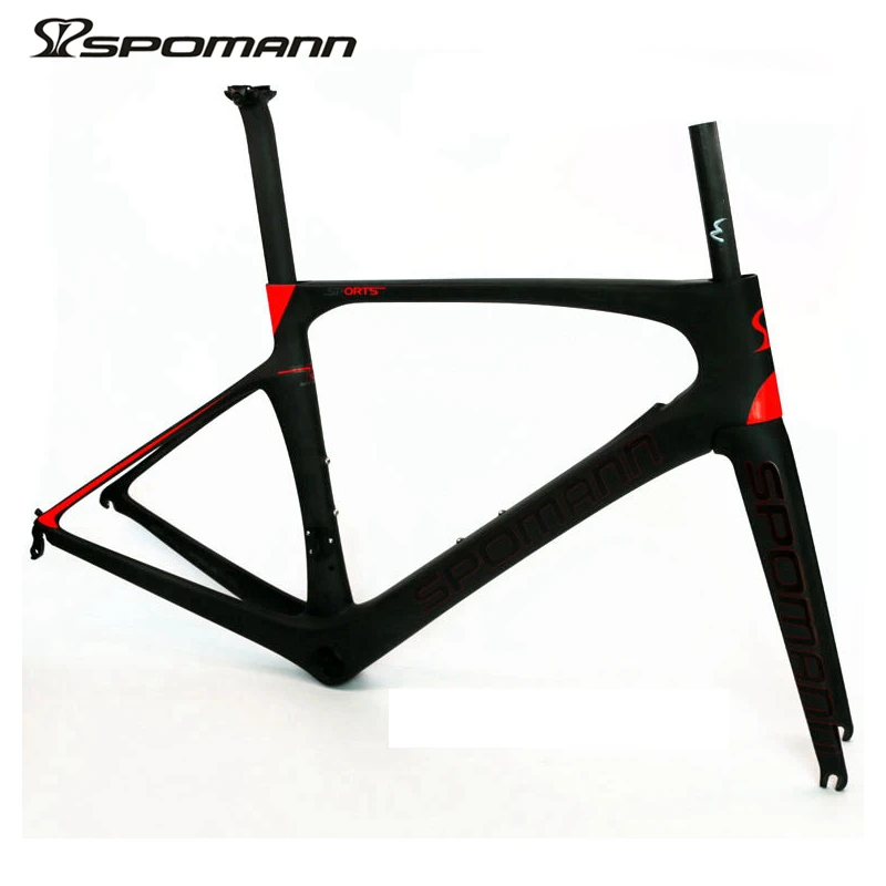 

SPOMANN carbon road bike frame 700C UD matte bicycle frameset EN standard frames seatpost fork headset 3 color 46/49/52/54/56cm