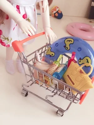 Милый мини кукольный домик Миниатюрный супермаркет корзина для покупок