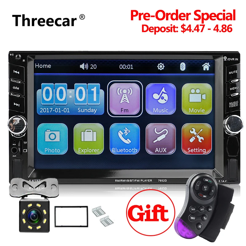 7652D 2din car radio autoradio auto player bluetooth rear view camera car audio Support Android Mirror