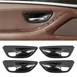 4 шт. углеродного волокна Стиль ABS межкомнатных дверей чаша Обложка отделка украшения Стикеры для BMW 5 серии F10 2011 2012 2013 2014 2015 2016