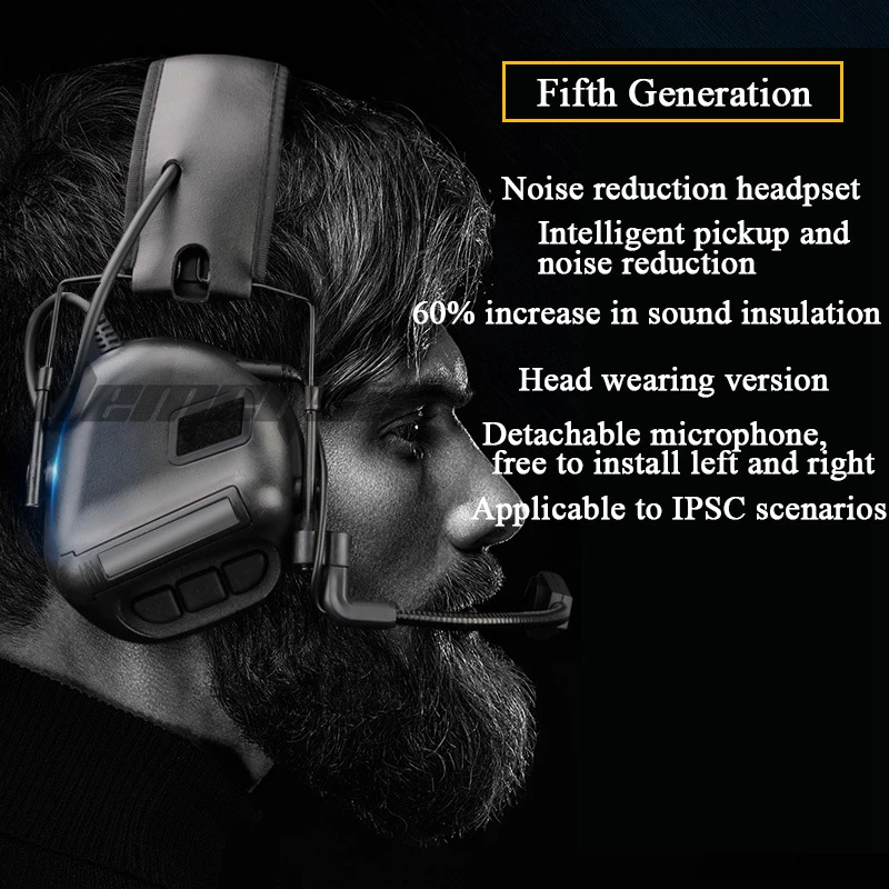 Fones de Ouvido Usar com Proteção da Orelha Tiro com Cancelamento de Ruído Fone de Ouvido Táticas Militares Muffs Ptt 6 High Quality Esporte e Lazer