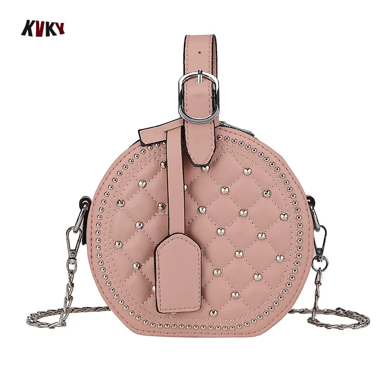 

Fashion PU leather Shoulder Bag Chain belt Women Crossbody Messenger Bag Ladies Purse Female Round Handbag sac transparent femme