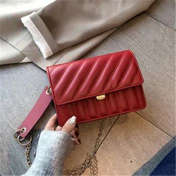 

SENDEFN new wave rhombic embroidered line small square bag wild temperament shoulder bag chain trend fashion Messenger bag