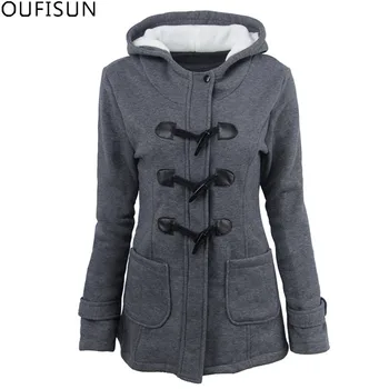 

Oufisun Autumn Winter Long Sleeve Solid Warm Women Jacket 2020 New Casual Hooded Pocket Tops Button Zipper Jackets Plus Size 6XL