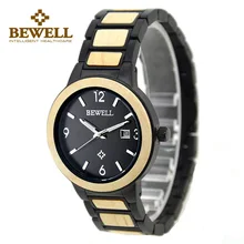 BEWELL Роскошные мужские часы из сплава стали часы из натурального дерева мужские водонепроницаемые Стильные Классические брендовые кварцевые часы специального дизайна 1049A