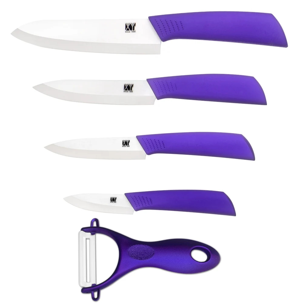 High Quality Ceramic Knife Set Ceramic Blade Purple ABS + TPR Handle 4