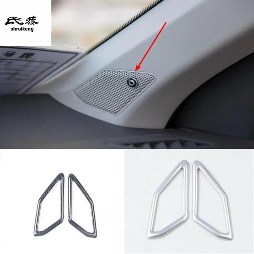 

2pcs/lot ABS chrome or carbon fiber grain A pillar speaker decoration cover for 2018 Volkswagen VW T-ROC car accessories