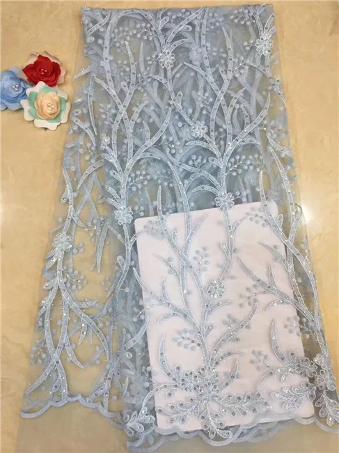 

Light Blue French African Lace Fabric Guipure Sequined Cord Tulle Nigerian Tissu Mesh India Lace For Wedding Dress Yellow,White