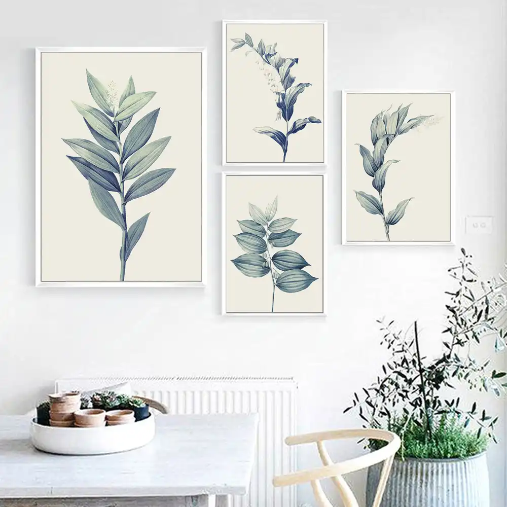Acuarela Plantas Hoja Arte De La Pared Escandinavo Lienzo Pintura