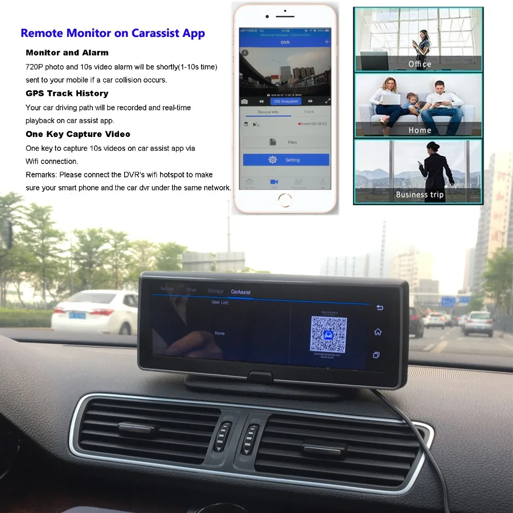 7.84inch HD Motion DashCam 1080p Car Dashboard Camera with WIFI Car Video Record for SUV Trucks 170Angle WDR with Loop Recording