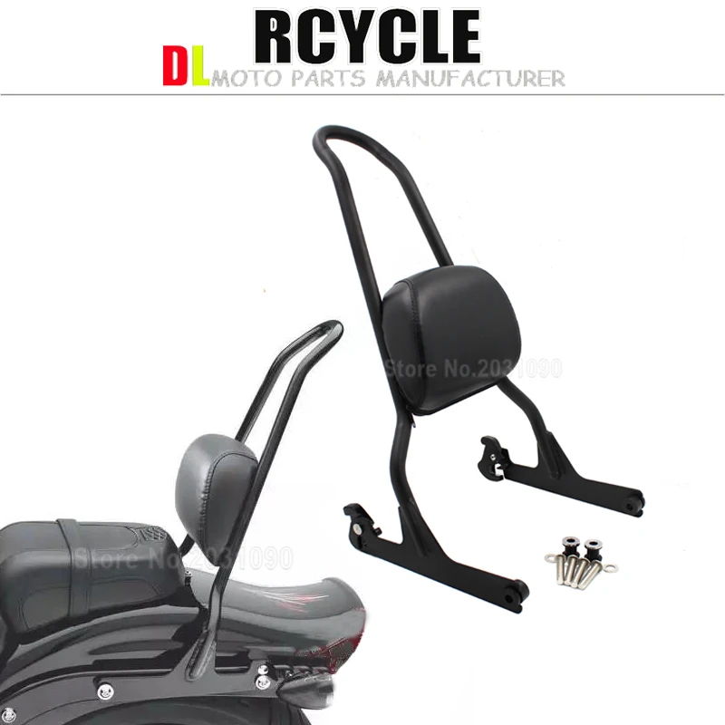 

Motorcycle Rear Passenger Sissy Bar Backrest Pad Cushion For Harley Softail Fatboy 07-16