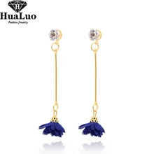 

HUALUO Korean Fashion Flower Handmade Dangle Earrings Rhinestone Long Chain Dangles Ear Broncos Fringed Earrings For Women E4031