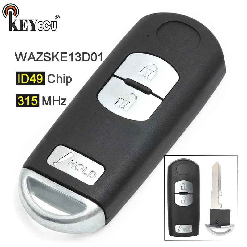 KEYECU FSK 315 МГц ID49 чип FCC: WAZSKE13D01 замена 3 кнопки умный дистанционный брелок для Mazda CX-5 CX-3 скорость 3