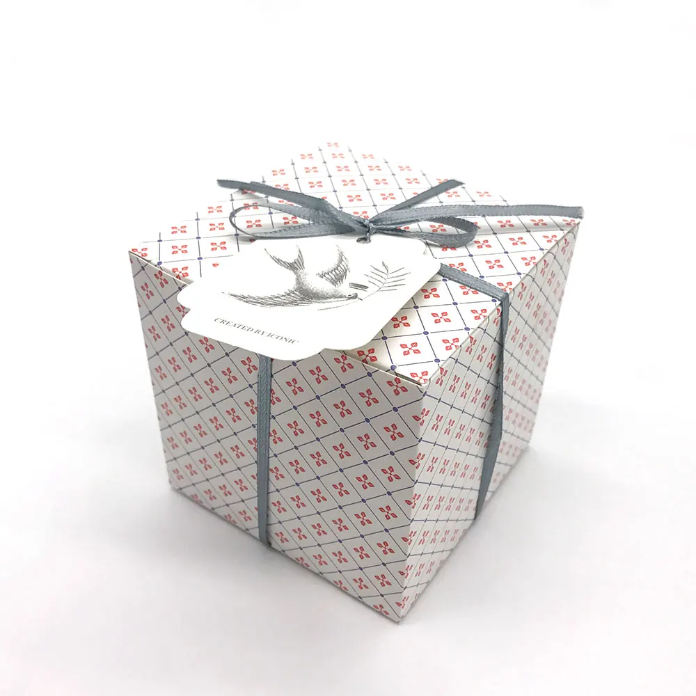 10 шт./компл. вишневые цветы Фламинго свадебные коробочки для конфет День рождения Подарочная упаковка с Ленточные ярлыки куб бумага подарочная коробка - Цвет: small flower