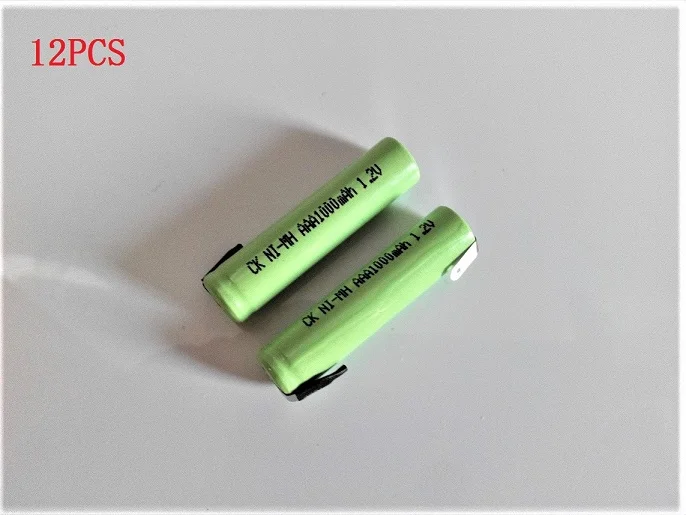 1,2 в AAA перезаряжаемая батарея 1000 мАч 3A10440 NiMH батарея со шпильками для Электробритва Braun, зубной щетки - Цвет: 12PCS