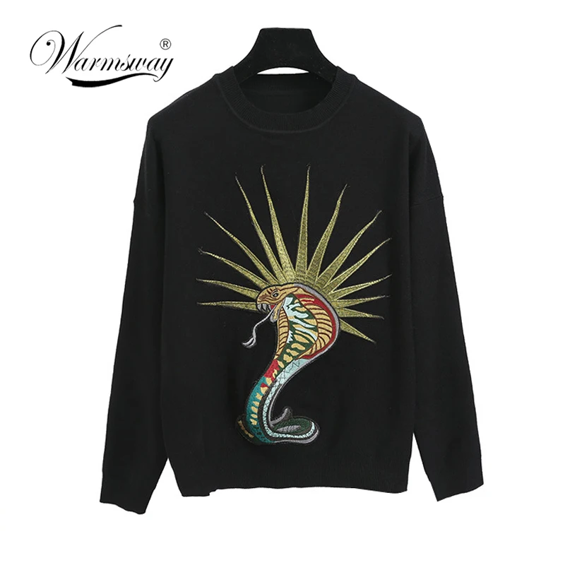 

Harajuku Sweater Womens Snake Embroidery Short Tops Autumn Long Sleeve Loose Jumper Pullover Tops sudadera C-081