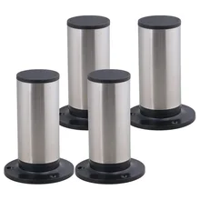 4 шт мебельный шкаф металлические ножки регулируемые кухонные ножки из нержавеющей стали круглые черные и серебряные 120x85 мм