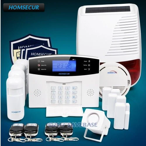 

HOMSECUR Wireless LCD GSM Home House Alarm System+Wireless Solar Red Flash Siren+4*PIR+5*Door Sensor