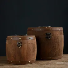 Высокая Класс Винтаж чайная коробка из дерева бочки Чай хранения печать Jar влагостойкие Caddy Кофейные зерна гайки Коробки банок контейнера