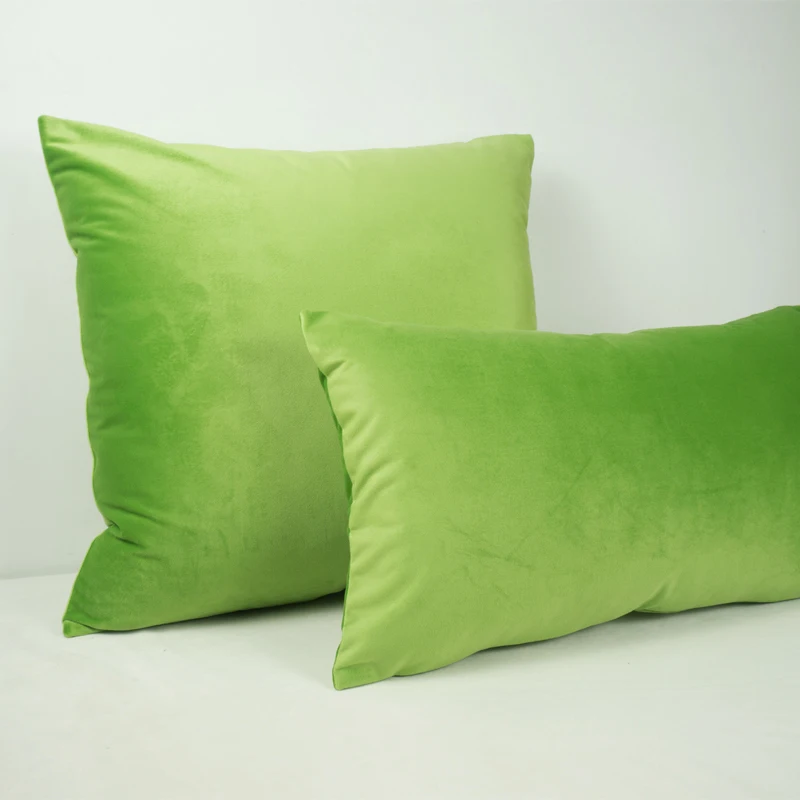 SoftLightGreenVelvetCushionCoverCyanAndGreenPillowcaseChair