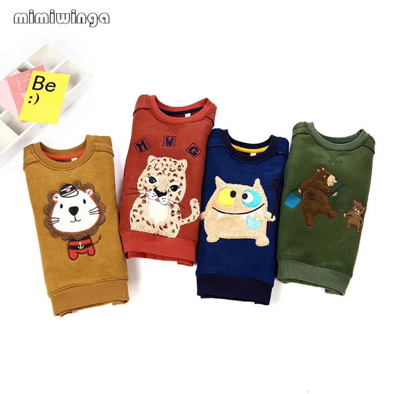 

Winter Warm Cotton Sweatshirt Kids 1-5 Years Fleece Catching Pullover Cartoon Boys Clothing Casual Boy Clothes