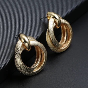 

Rugged Metal Gold Clip Earrings for Women Without Piercing Double Round Geometric Punk Ear Clips Fashion Jewelry Brincos 2018