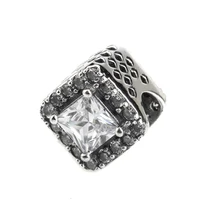 925 пробы серебряный шарик геометрический сияние Шарм ясно CZ Бусины Fit талисманы браслет DIY ювелирные изделия