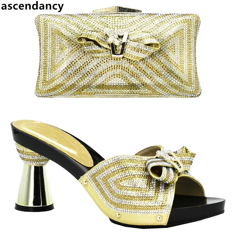 

Latest Design Shoes and Matching Bag for Nigeria Party Italian Shoe with Matching Bags Nigerian Women Wedding Shoes and Bag Set