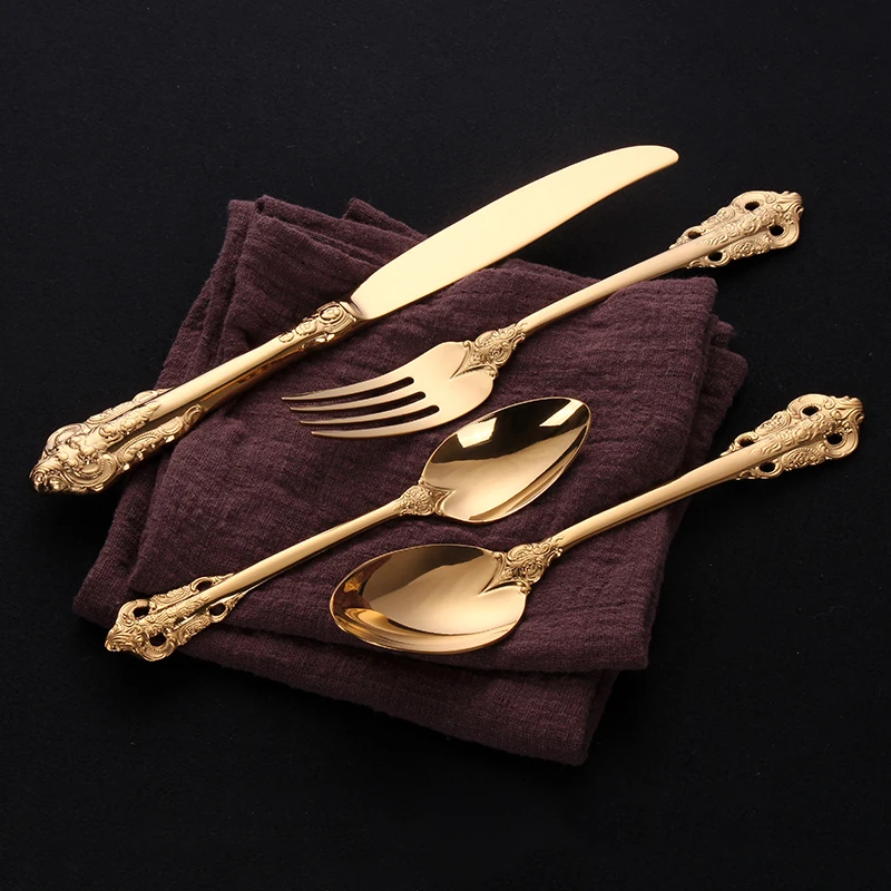 16 шт Роскошная Свадебная посуда Ретро Винтажный Золотой набор посуды