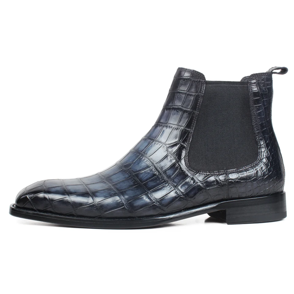 crocodile square toe boots