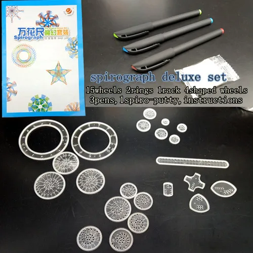 Spirographe enfants dessin 22pcs Accessories Paint Coloring Game Toy set,Spiral Designs Interlocking Gears&Wheels Drawing toy 9