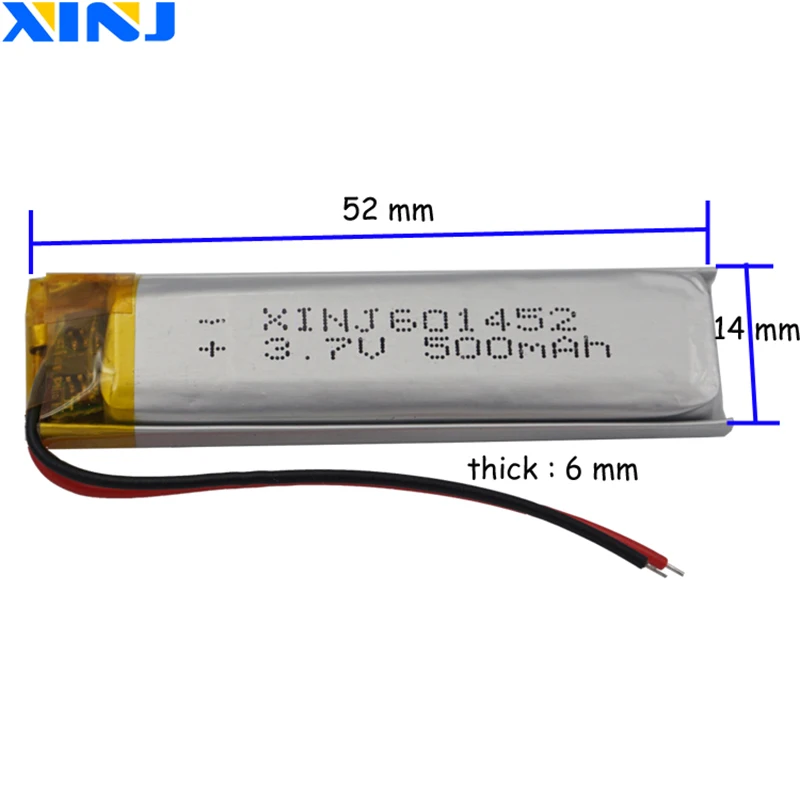 XINJ 3,7 в 500 мАч литий-полимерный аккумулятор lipo cell 601452 для gps MP4 Электронная книга регистратор камера светодиодный подсветка игровой плеер