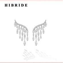 Hiневесты Роскошные прозрачные кубические циркониевые Крылья Ангела женские серьги гвоздики белого золота цвет Brinco ювелирные изделия E-392