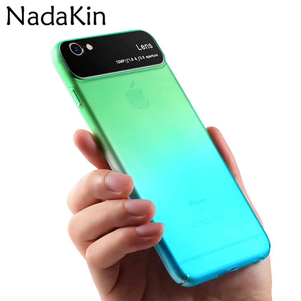 

Hard PC Case for iPhone 7 8 6 6S Plus Back Cover Matte Gradient Color for iPhone X All Inclusive Button Camera Protection