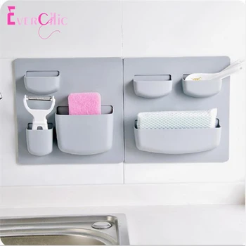 

Household Adhesive Wall Shelving Bathroom Wall Receptacle Rack No Perforating Wall Hangers Kitchen Finishing Rack