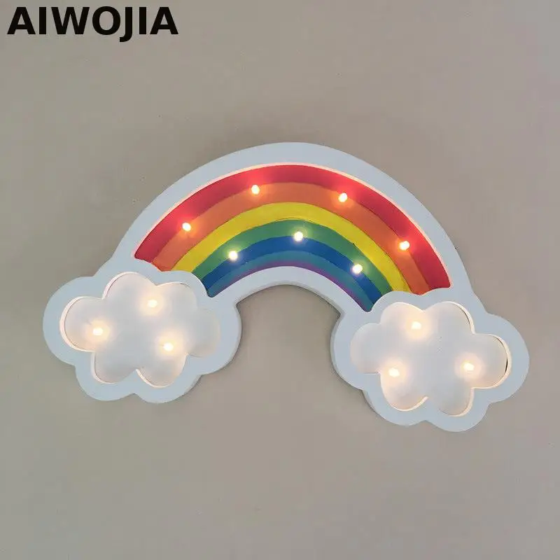 

High-grade wooden LED rainbow night light Novelty 3d Led Lamp Powerbank Veilleuse Enfant Kids Lamp 3d Light Fixtures