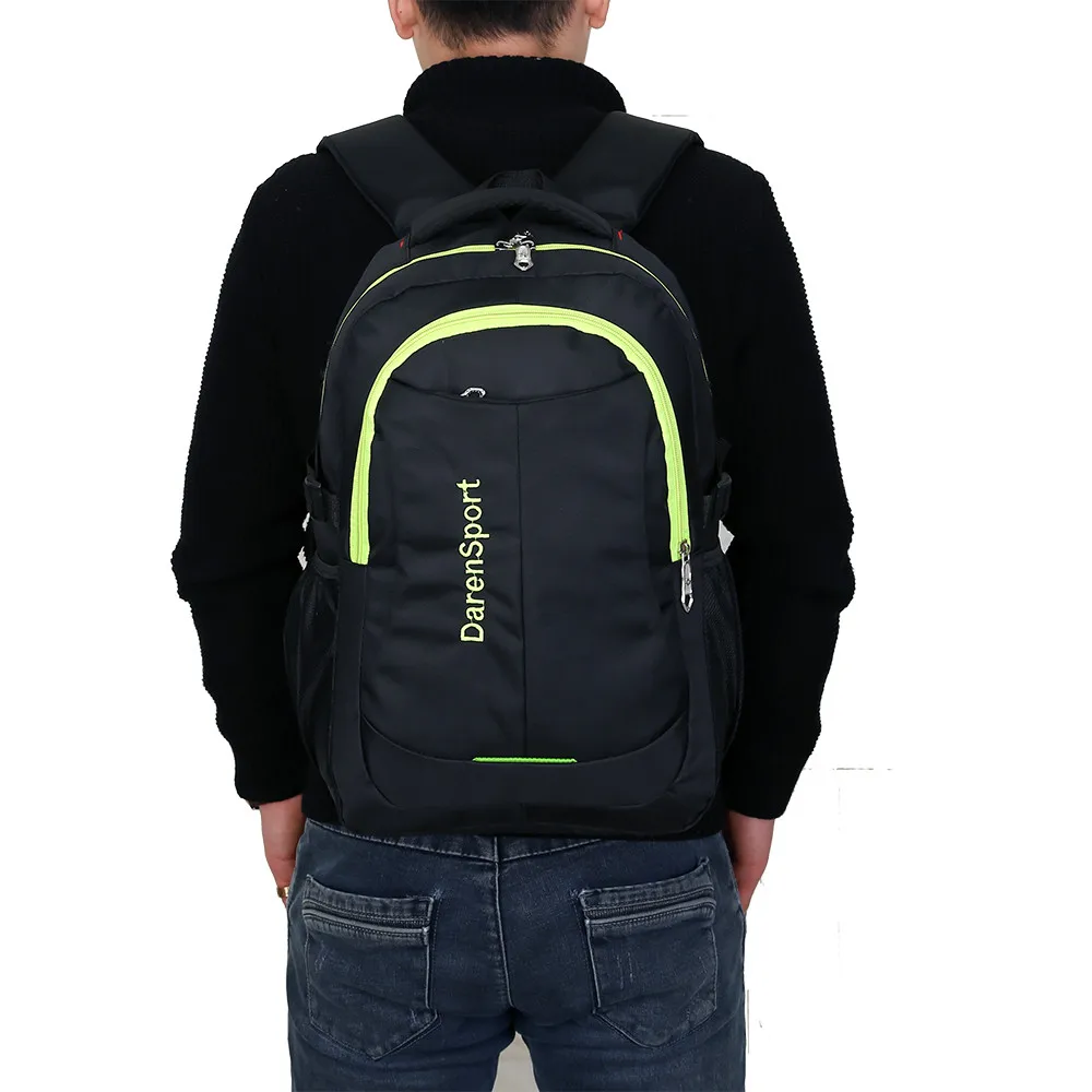 Men Nylon Backpack Solid Color Men Travel Student School Laptop Bag