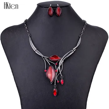 

MS1504599 Fashion Jewelry Sets Hight Quality 4 Colors Necklace Sets For Women Jewelry Crystal Resin Unique Leaves Design Gifts