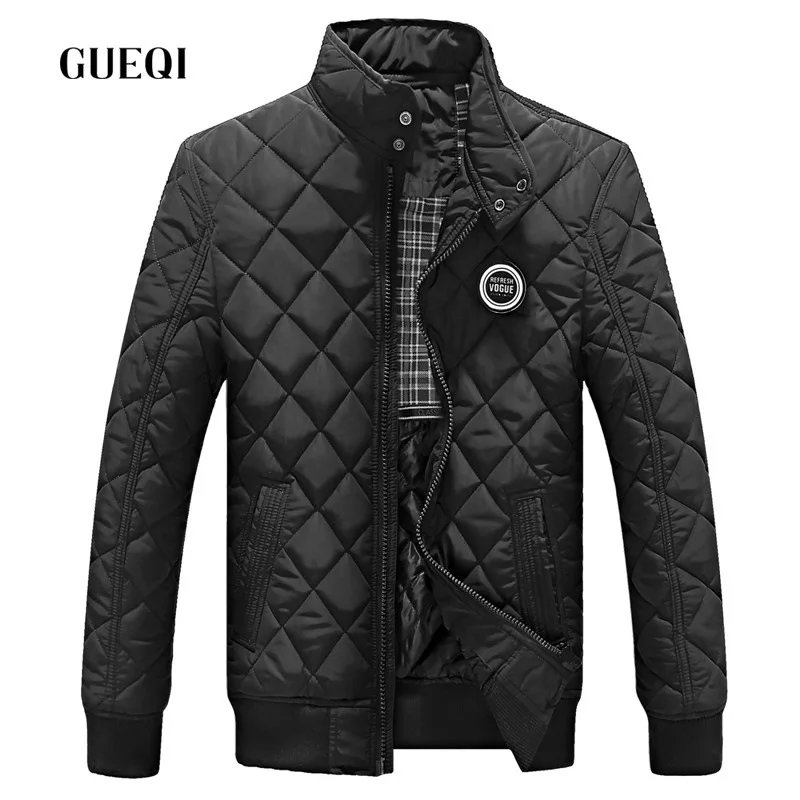 

New Autumn Men's Casual Cotton Quilted Jackets Korean Slim Fit Fashion Stand Collar Solid Warm Coats