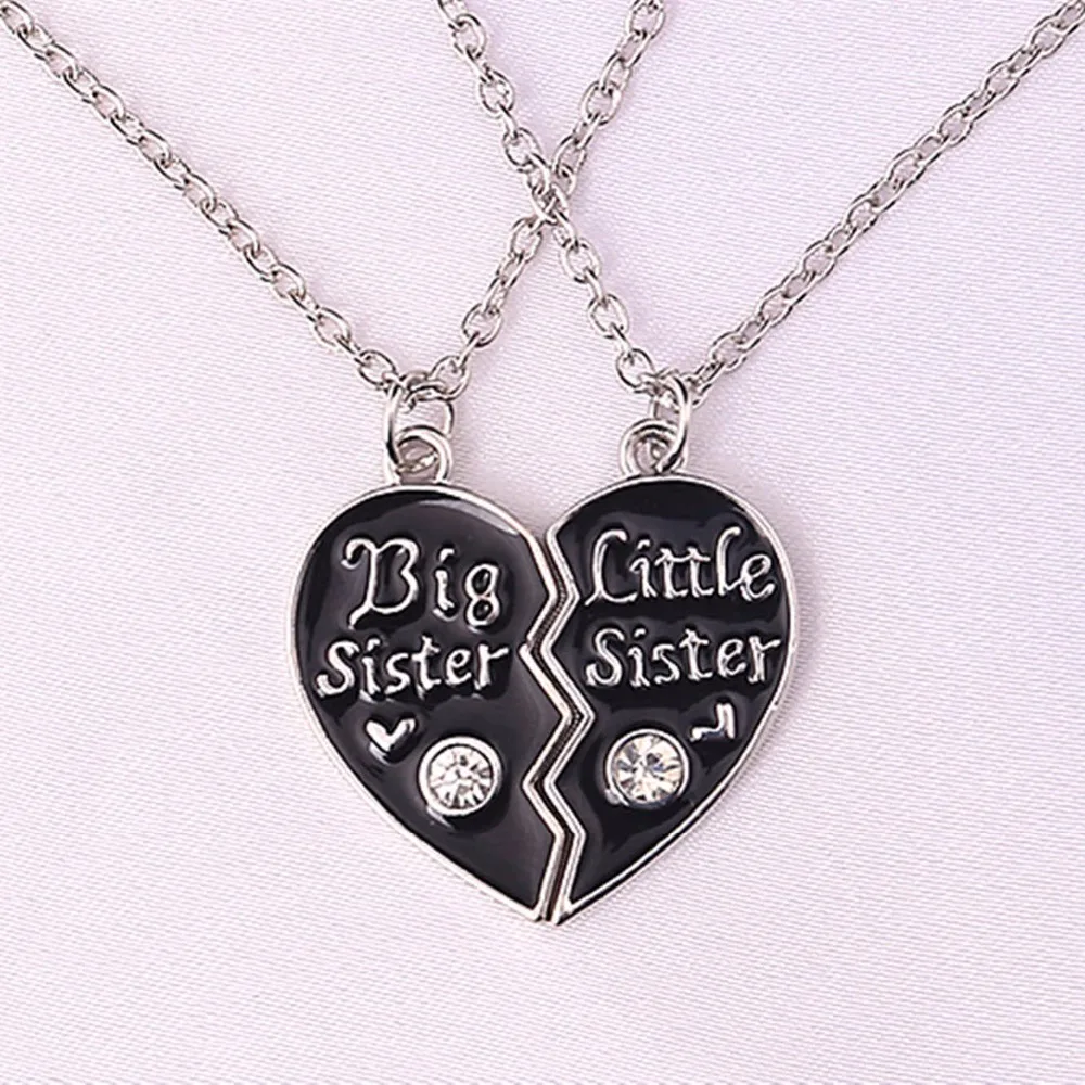 sweet familyCute broken heart style big sister middle sister little sister best sister pendant necklace free Shipping