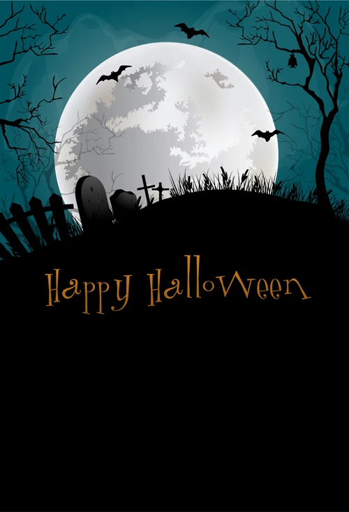 HUAYI New Arrival Halloween Photography Backdrops Giant Moon Photo