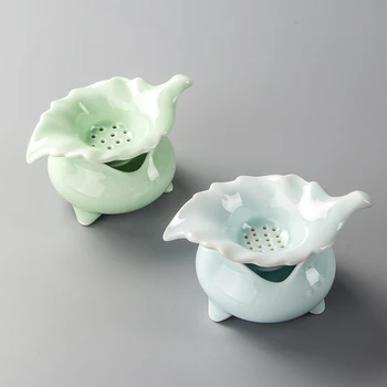 

Tea Strainer Loose Leaf Tea Cup Porcelain Kung Fu Tea Set Celadon Tea Filter Infusor D017