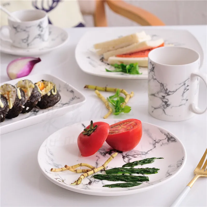 Vajillas ceramica platos de cer mica Улучшенная текстура мраморная зернистая пластина
