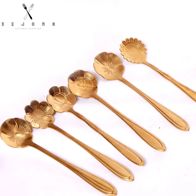 Best Offers XEJONR Golden Coffee Scoops Flower Shape 6 Styles Coffee Scoops Coffeeware Cafe For Restrurant Fine Scoops Stainless Steel Best Offers XEJONR Golden Coffee Scoops Flower Shape 6 Styles Coffee Scoops Coffeeware Cafe For Restrurant Fine Scoops Stainless Steel