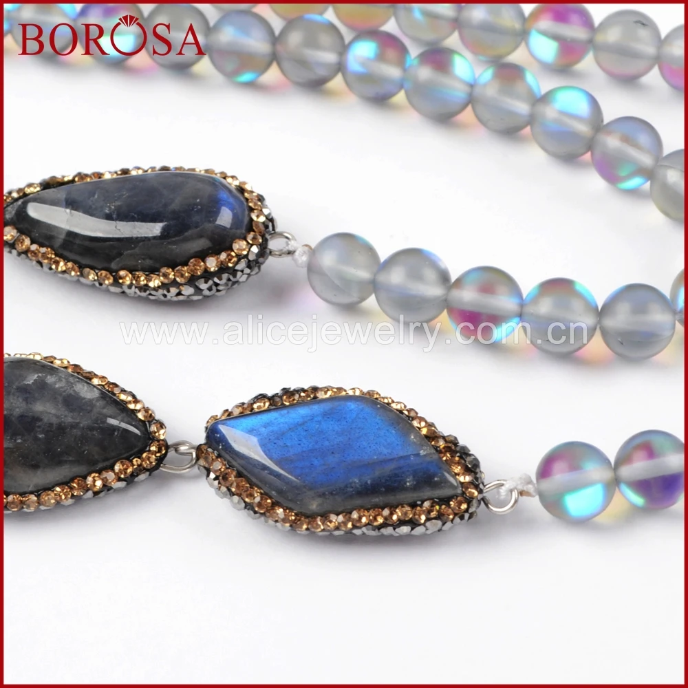 BOROSA Druzy геометрический лабрадорит камень и Природные кварцевые бусины горный