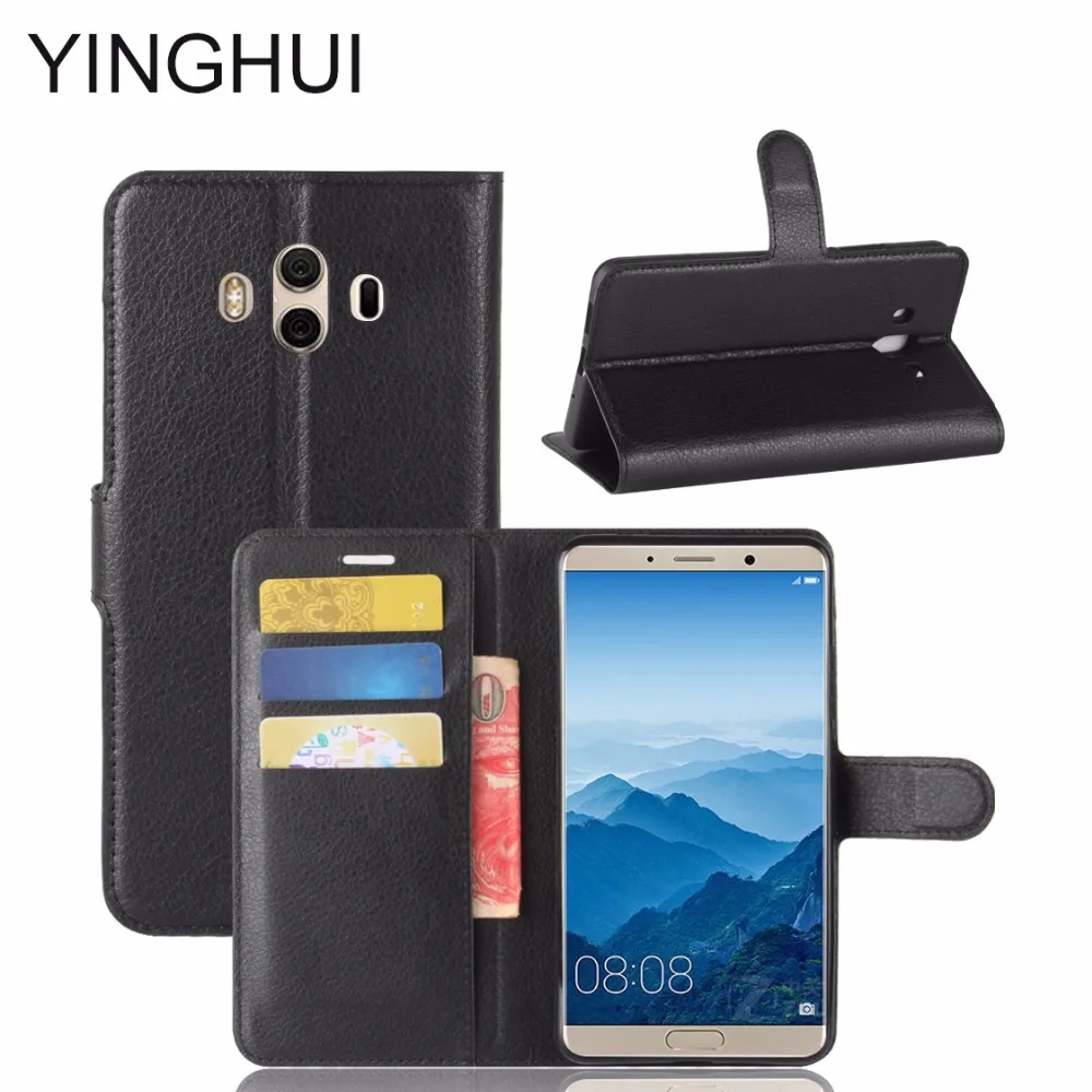 

YINGHUI For Huawei Mate 10 Phone Cases Fundas Luxury Wallet Flip PU Leather Back Cover For Huawei Mate 10 Protective Case coque