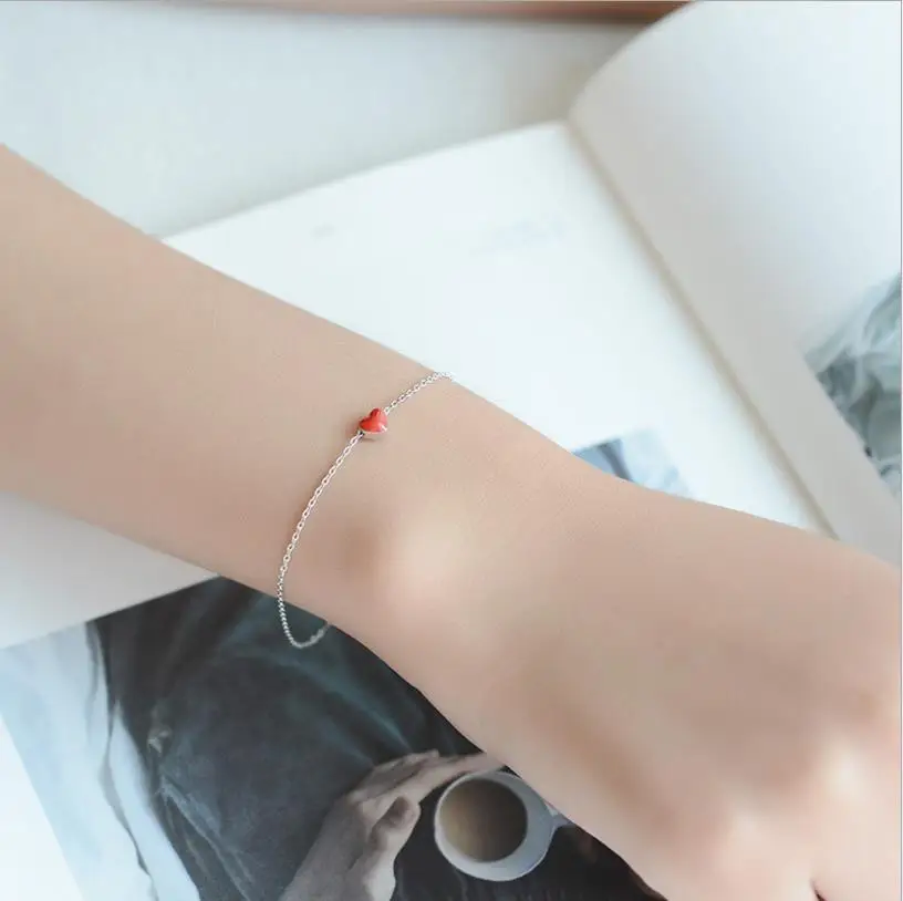 Everoyal милое красное сердце серебро anklets Для женщин ювелирные изделия модное серебристое 925 браслеты девушки леди свадебные аксессуары модный подарок