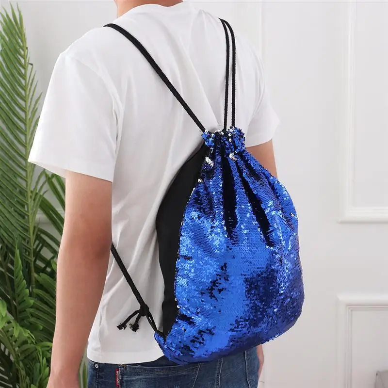 Русалка блесток Drawstring сумка рюкзак с пайетками блестящая сумка на плечо