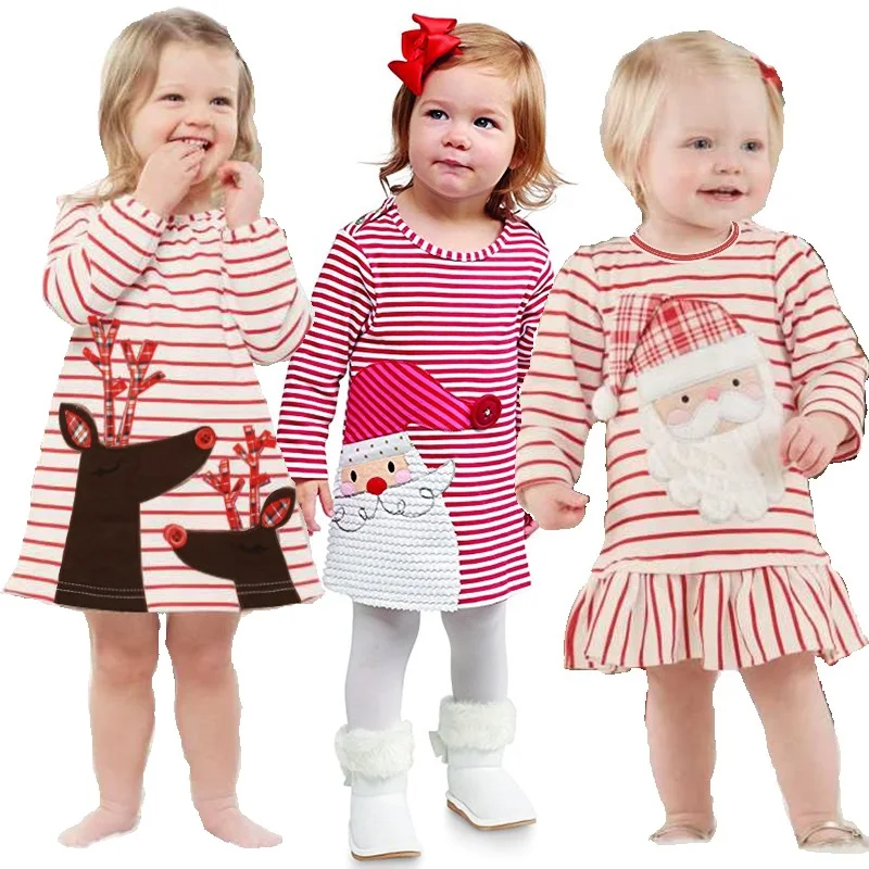 

Baby Santa Costumes Dress Girl Christmas Clothes Children Jumpers Infant Dresses Xmas Gift Toddler Outfits Tee Shirt Tops Cotton