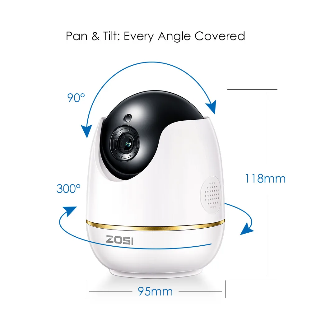 ZOSI 1080P HD Wifi беспроводная домашняя ip-камера безопасности 2.0MP ИК-Сеть CCTV камера видеонаблюдения с двусторонним аудио Радионяня